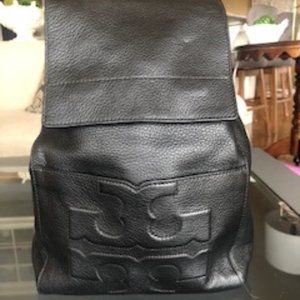 Tory Burch Black Pebbled Leather Backpack